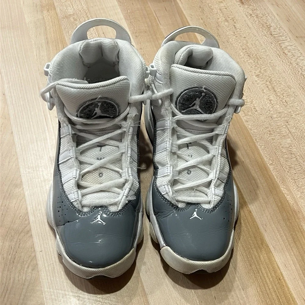 Jordan 6 Rings White‎ Cool Grey High Top Retro Sneaker, Youth Size 5.5